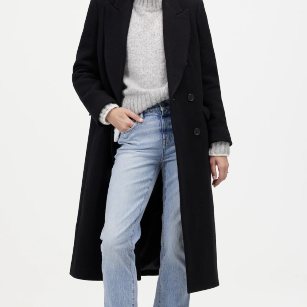 Oversized Madewell Elegant Black Double-Breasted Women's Coat - Picture 3 of 6